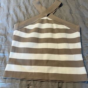 Sincerely Jules Brown and White Striped Crop Top